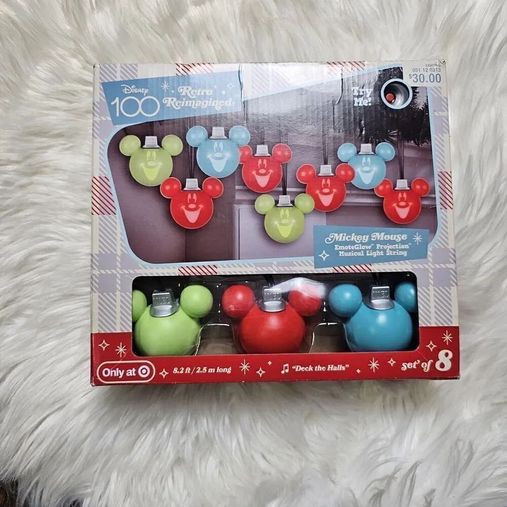Disney 100 Retro Reimagined Mickey Icons Christmas Musical String Light NEW +BOX